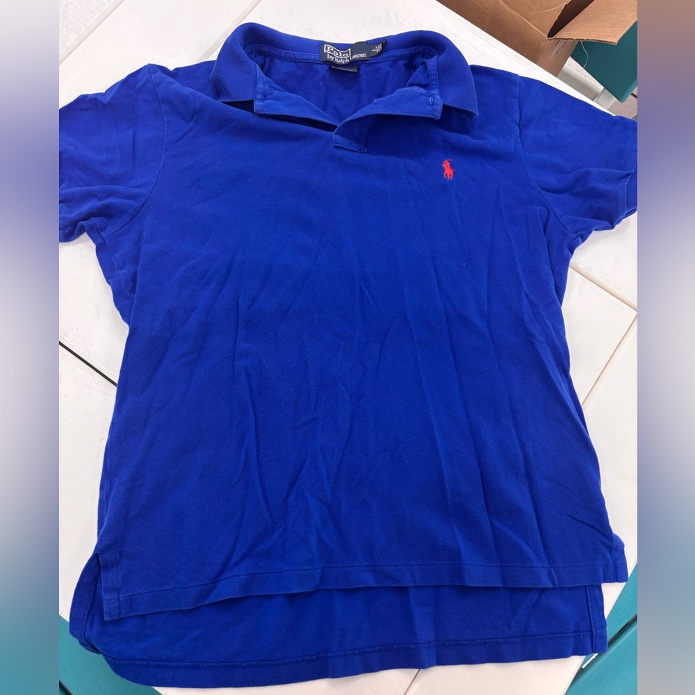 Blue Polo Shirt with Red